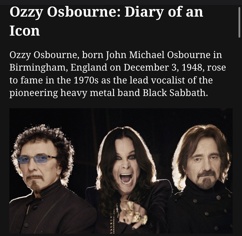 Ozzy Osbourne: Diary of an Icon